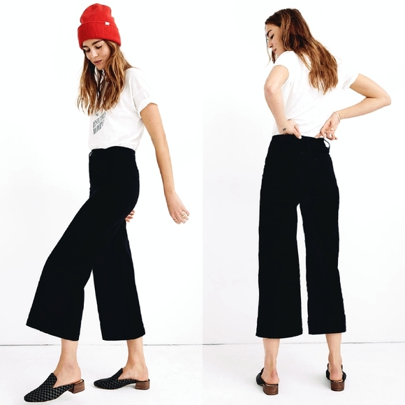 Madewell Pants - Madewell Petite black Emmett Wide-Leg Crop Pants